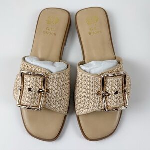 GC Shoes Indie Sandals Womens 7.5 Natural Beige Slip On Slides Good Choice NEW